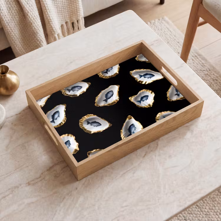 Dienblad - Oesters - Vissen - Blauw - Goud — 2