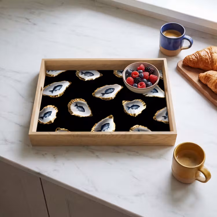 Dienblad - Oesters - Vissen - Blauw - Goud — 4