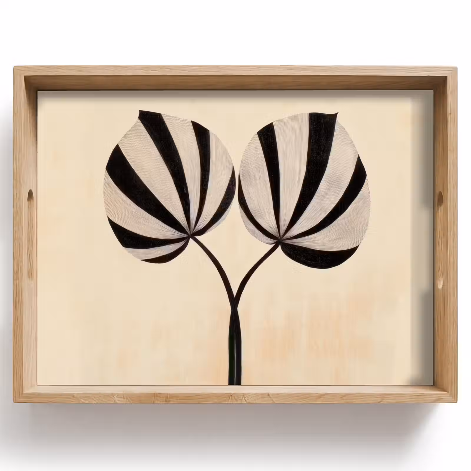 Dienblad - Bladeren - Gestreept - Stengel - Beige — 1