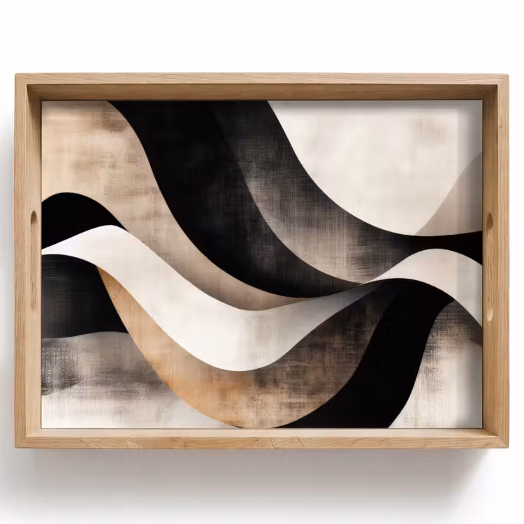 Dienblad - Abstract - Golven - Zwart - Verweerd — 1