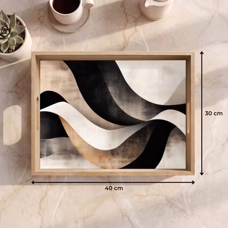 Dienblad - Abstract - Golven - Zwart - Verweerd — 9