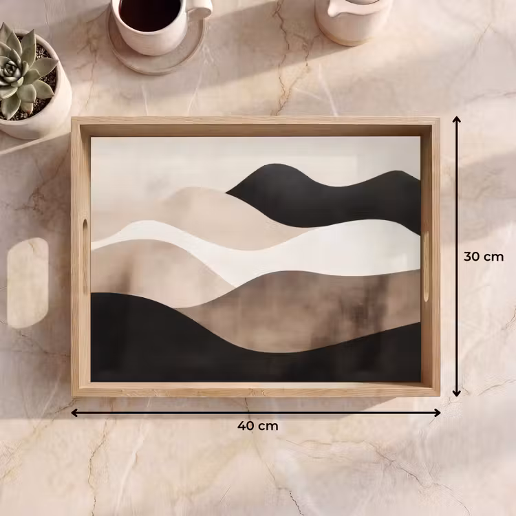 Dienblad - Abstract - Landschap - Golven - Crèmekleur — 9