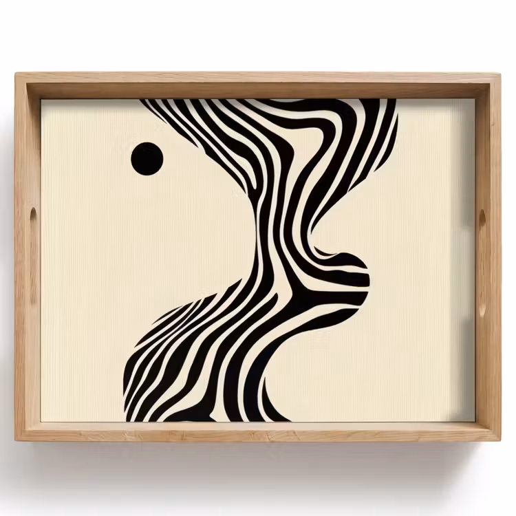 Dienblad - Beige - Lijnen - Golvend - Abstract — 1