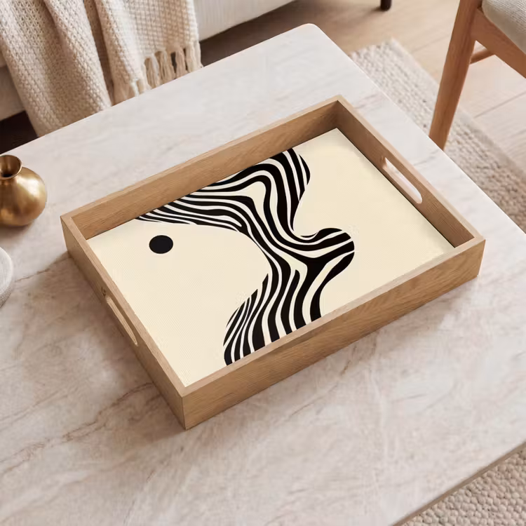 Dienblad - Beige - Lijnen - Golvend - Abstract — 2