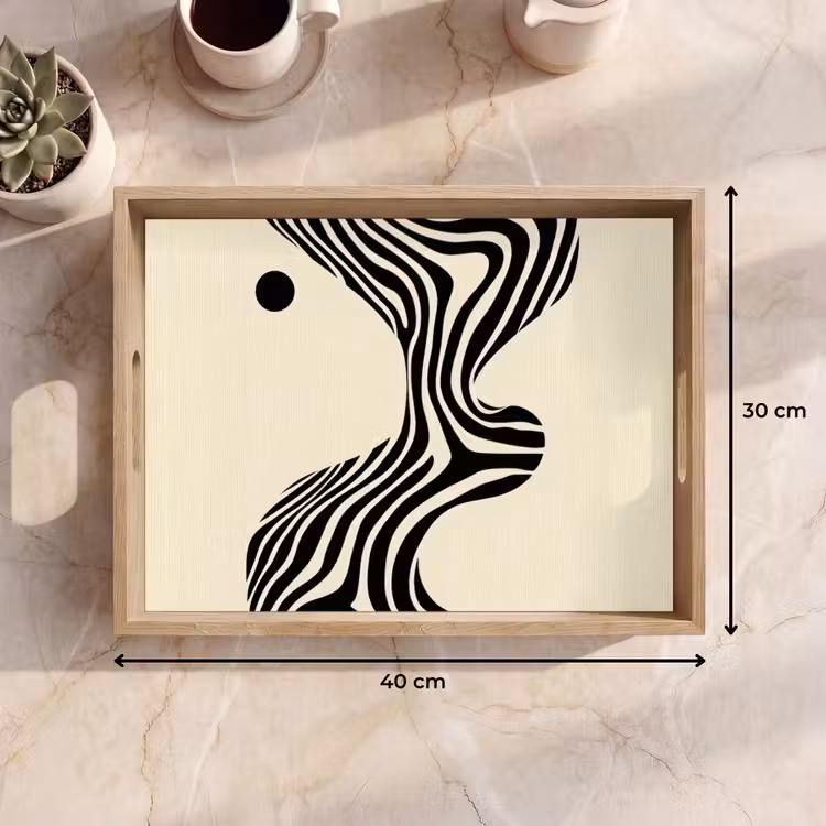 Dienblad - Beige - Lijnen - Golvend - Abstract — 9