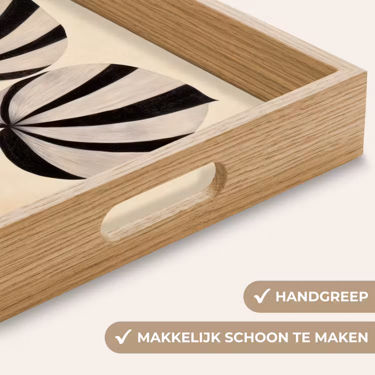Dienblad - Bladeren - Gestreept - Stengel - Beige — 5