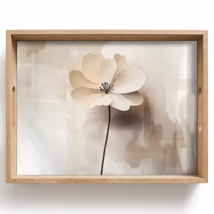 Dienblad - Bloem - Beige - Verf - Schaduw — 1