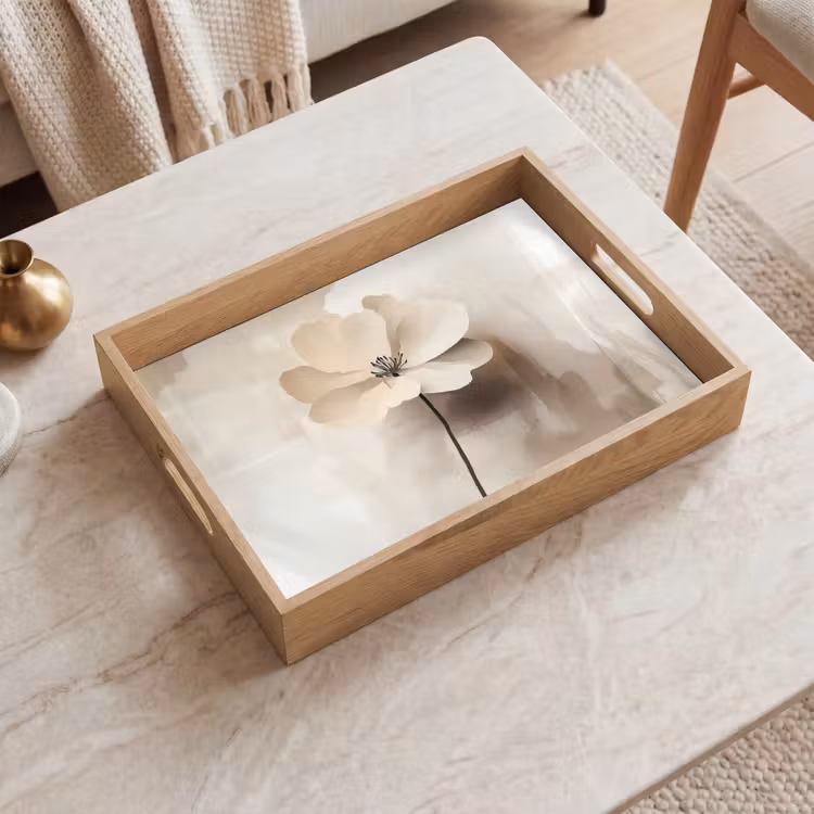 Dienblad - Bloem - Beige - Verf - Schaduw — 2