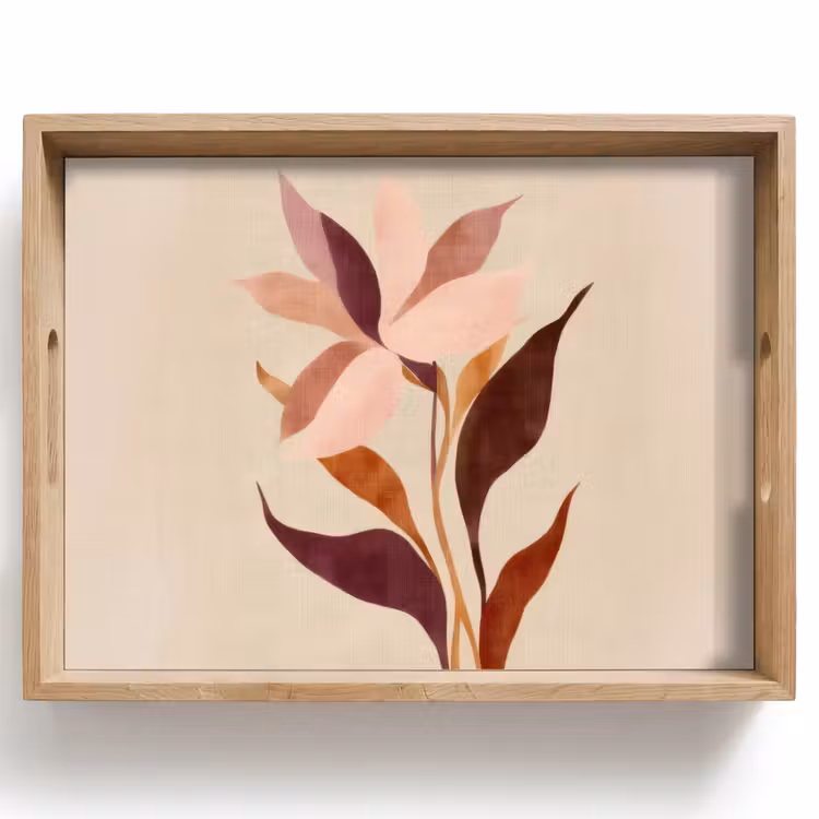 Dienblad - Bloemen - Blaadjes - Minimalistisch - Roze — 1