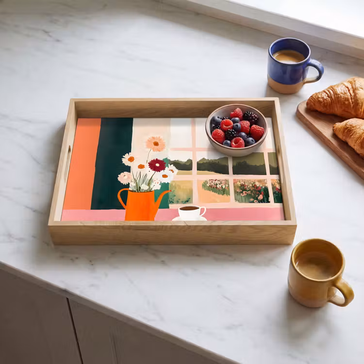 Dienblad - Bloemen - Koffie - Raam — 4