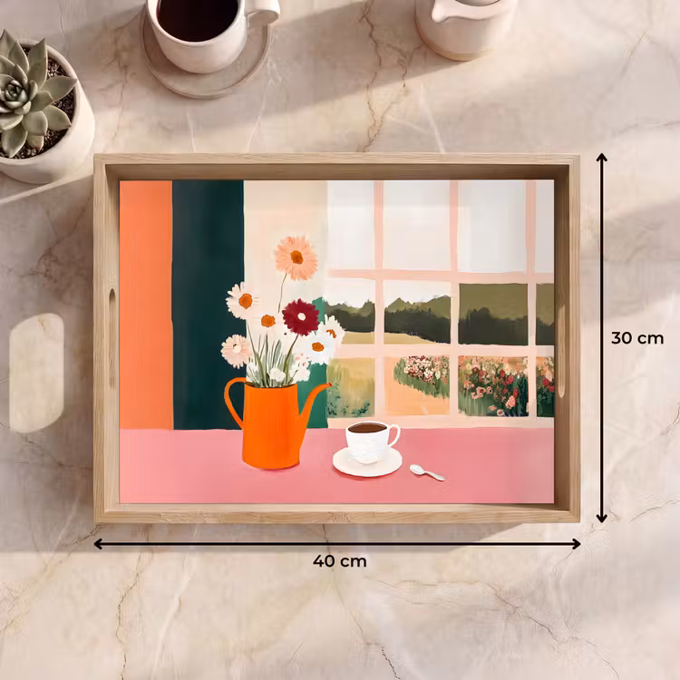 Dienblad - Bloemen - Koffie - Raam — 9