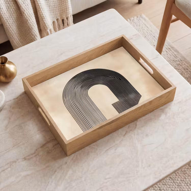 Dienblad - Boog - Strepen - Minimalistisch - Zwart — 2
