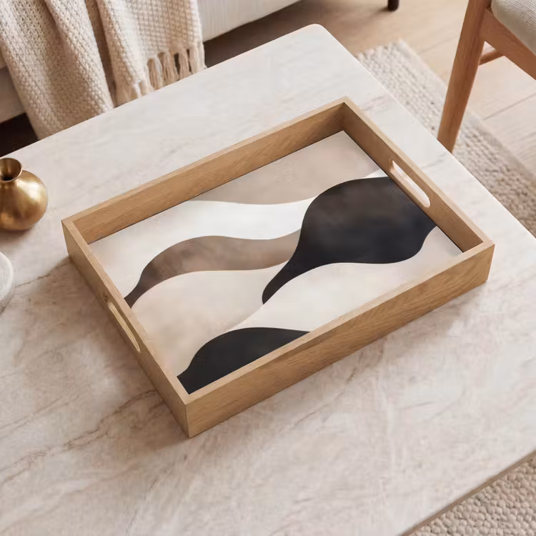 Dienblad - Golven - Abstract - Beige — 2