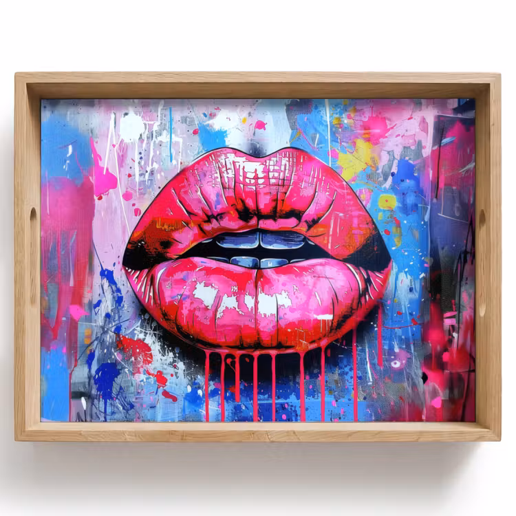 Dienblad - Graffiti - Lippen - Felroze - Geschilderd — 1