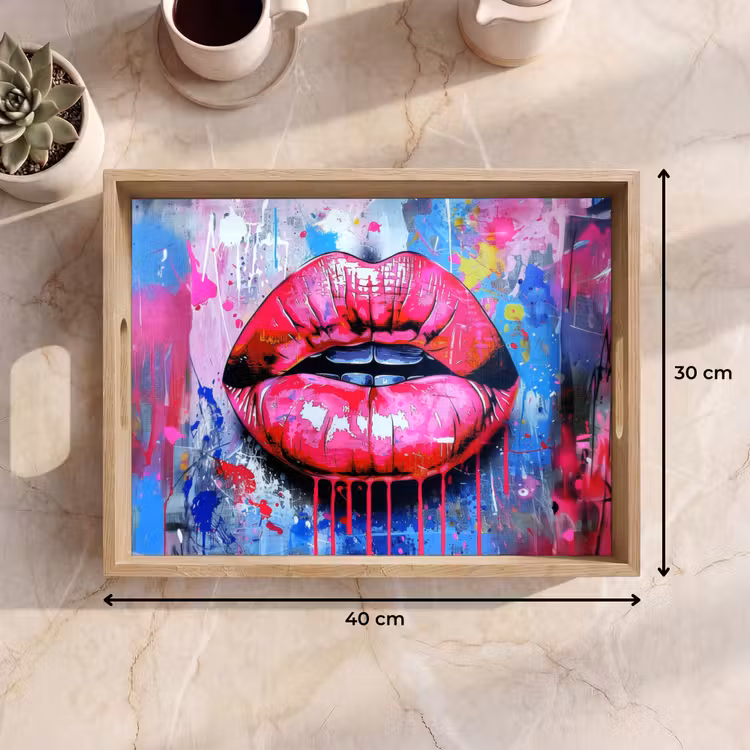 Dienblad - Graffiti - Lippen - Felroze - Geschilderd — 9