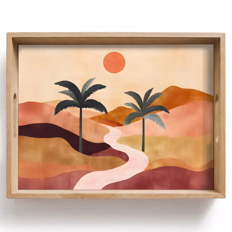 Dienblad - Heuvels - Palmbomen - Abstract — 1