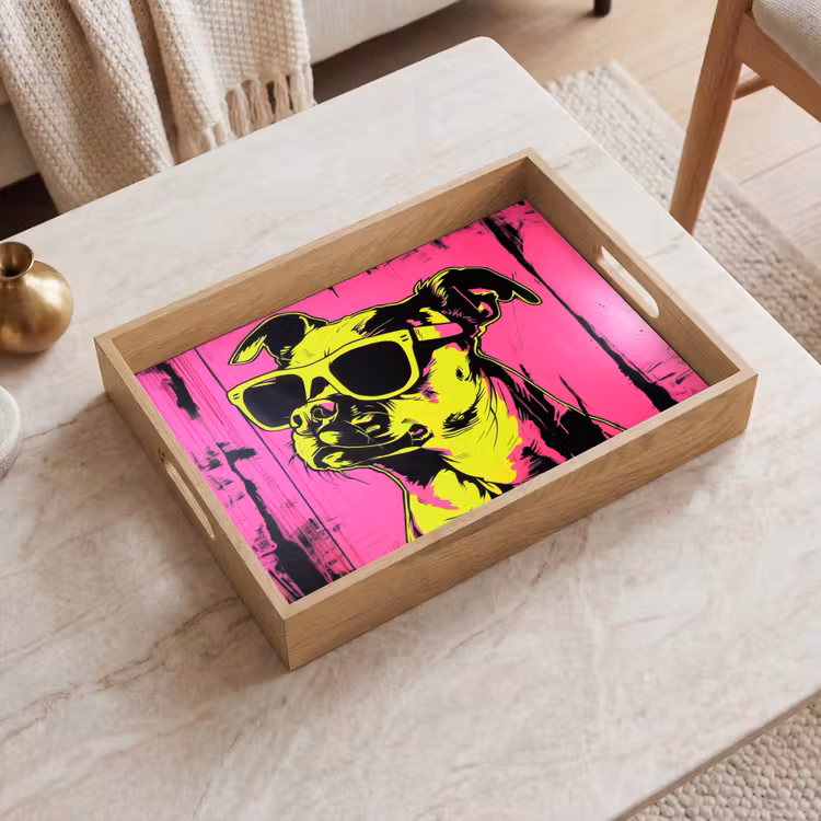 Dienblad - Hond - Zonnebril - Roze - Art — 2