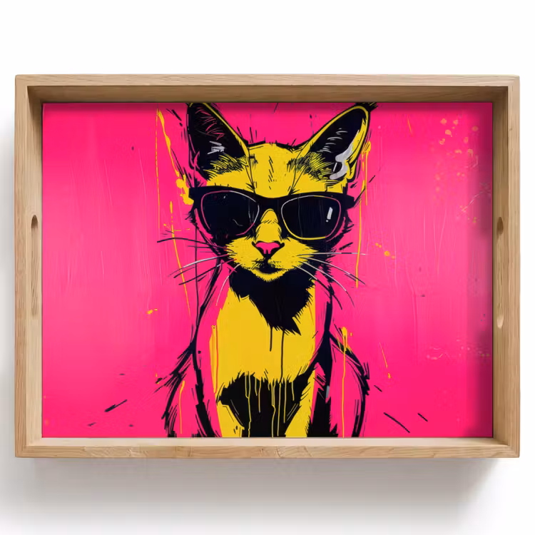 Dienblad - Kat - Art - Zonnebril - Roze — 1