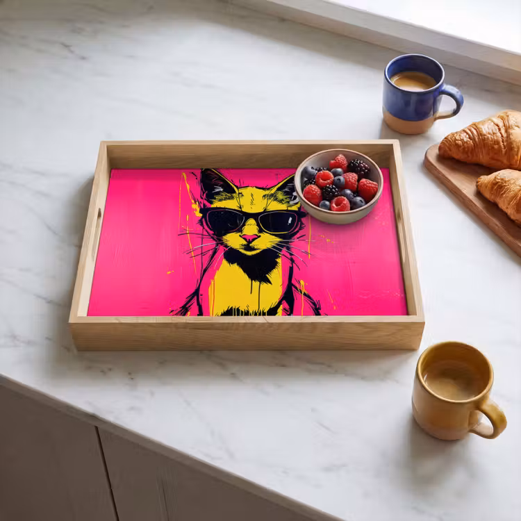 Dienblad - Kat - Art - Zonnebril - Roze — 4