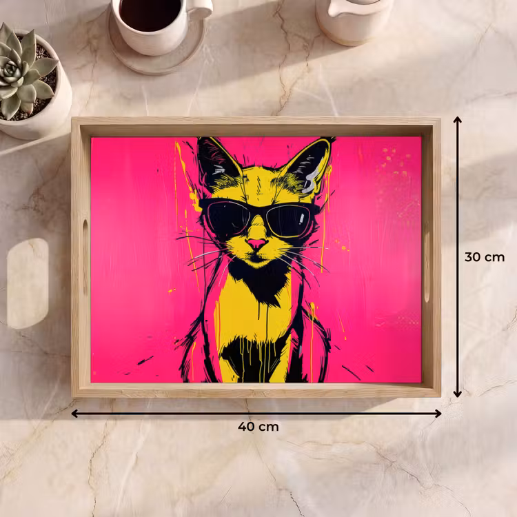Dienblad - Kat - Art - Zonnebril - Roze — 9