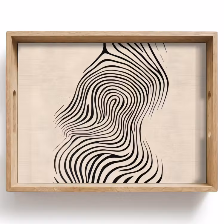 Dienblad - Lijnen - Abstract - Golvend - Zwart — 1