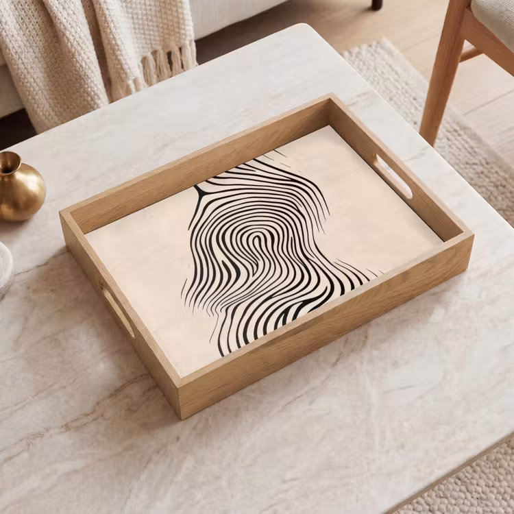 Dienblad - Lijnen - Abstract - Golvend - Zwart — 2