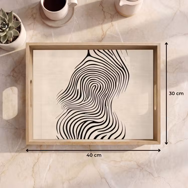 Dienblad - Lijnen - Abstract - Golvend - Zwart — 9