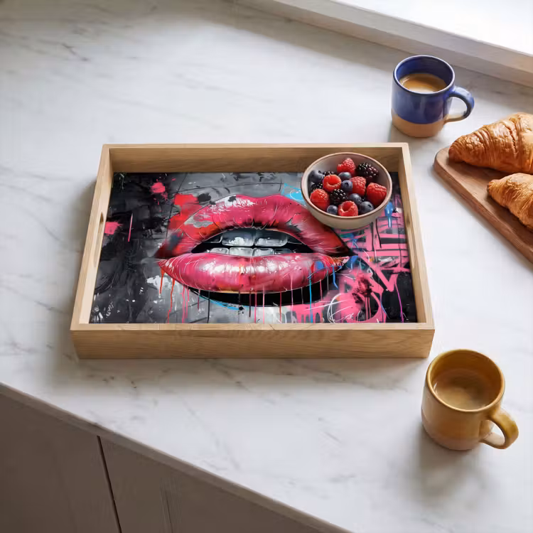 Dienblad - Lippen - Felroze - Graffiti - Verfstrepen — 4