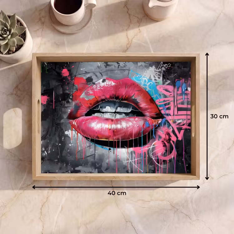 Dienblad - Lippen - Felroze - Graffiti - Verfstrepen — 9