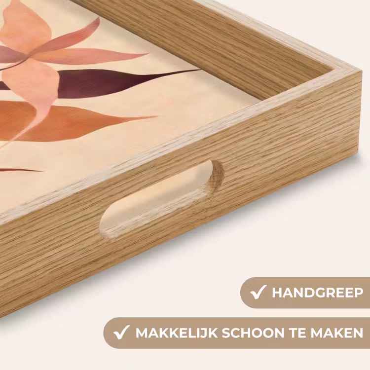 Dienblad - Minimalistisch - Bloem - Bladeren - Beige — 5