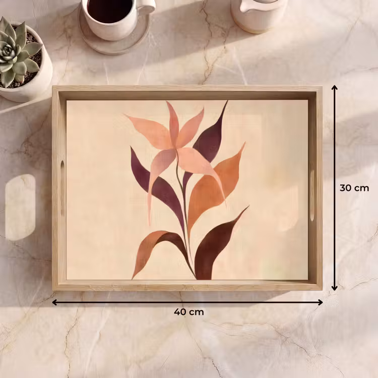 Dienblad - Minimalistisch - Bloem - Bladeren - Beige — 9