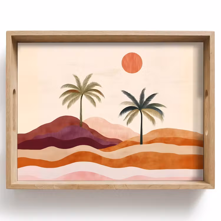 Dienblad - Palmbomen - Abstract - Zon - Heuvels — 1