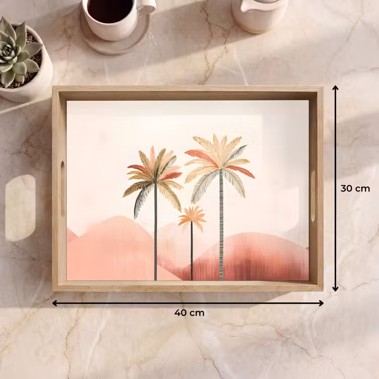 Dienblad - Palmbomen - Heuvels - Minimalistisch - Zachtroze — 9