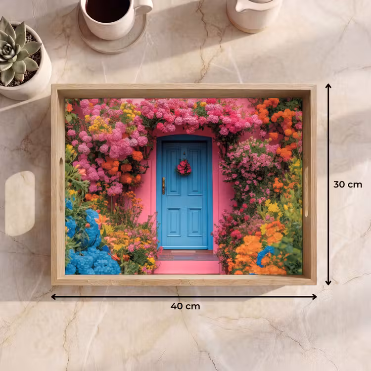 Dienblad - Bloemen - Deur - Roze — 9
