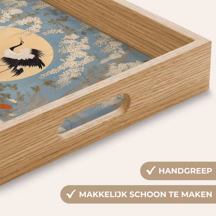 Dienblad - Kraanvogels - Maan - Bloemen - Blauw — 5