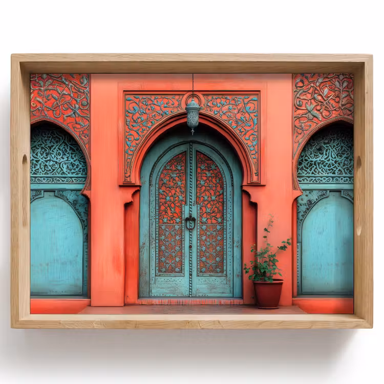 Dienblad - Lantaarn - Deur - Turquoise — 1