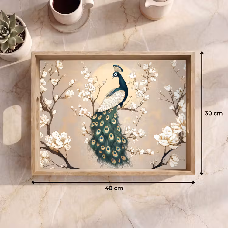 Dienblad - Pauw - Tak - Bloemen — 9