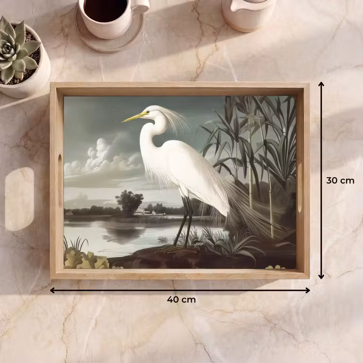 Dienblad - Reiger - Planten - Wolken - Wit — 9