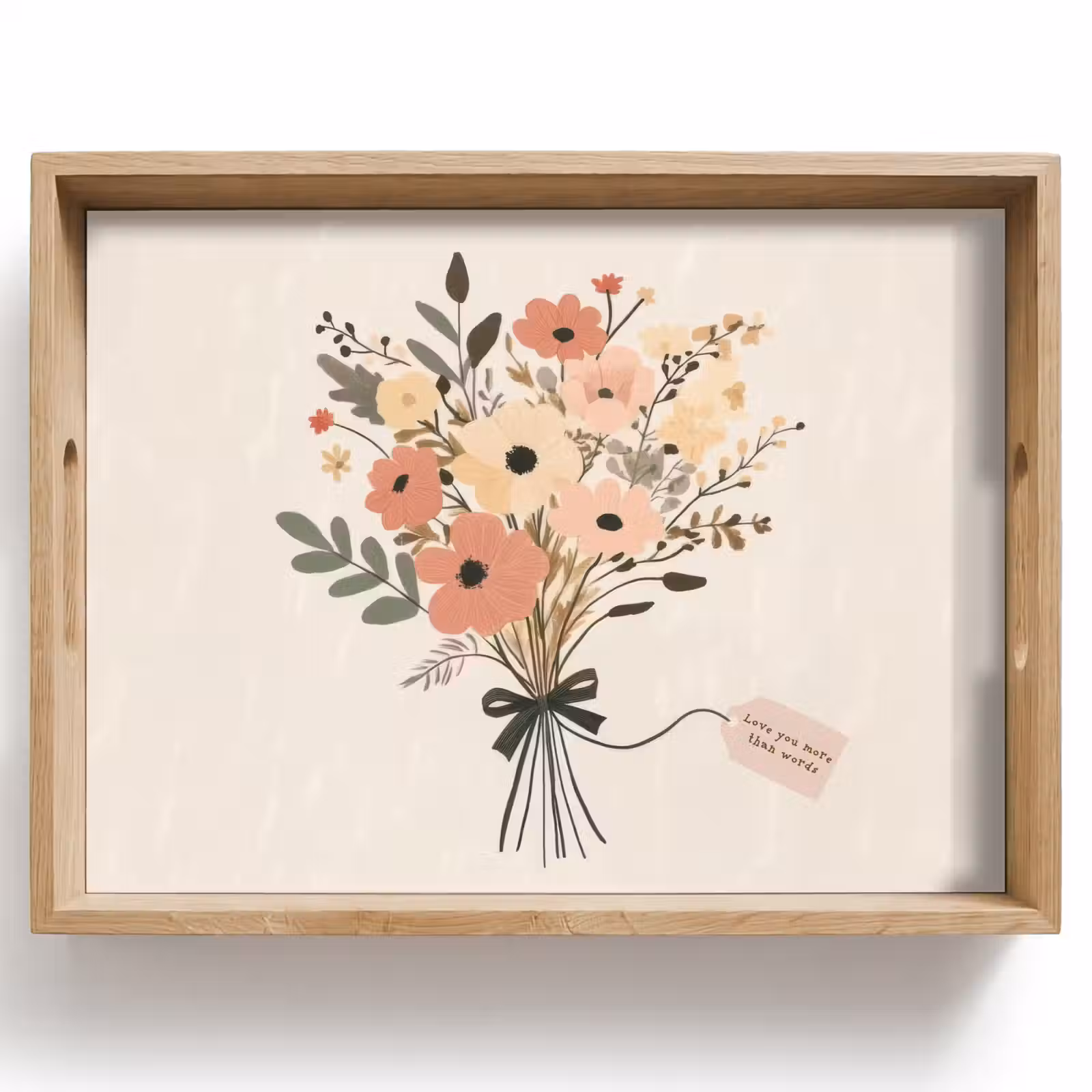 Dienblad - Bloemen - Quote - Beige - Lint — 1