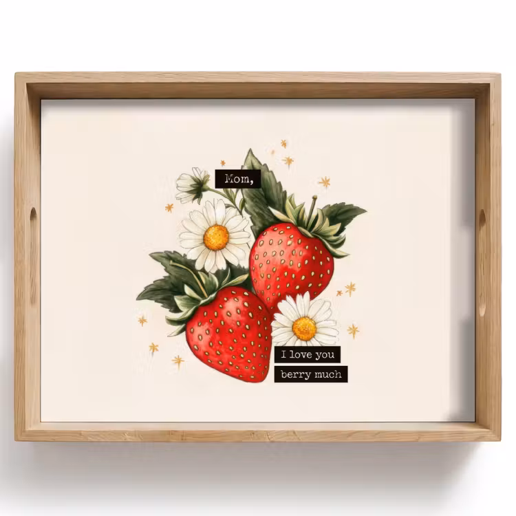 Dienblad - Aardbeien - Madeliefjes - Quote - Sterretjes — 1