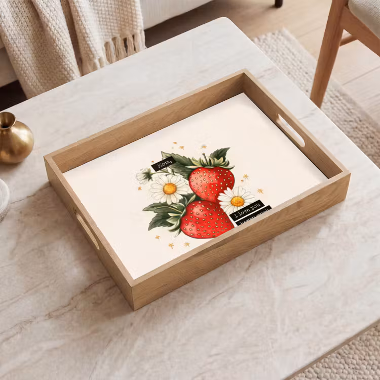 Dienblad - Aardbeien - Madeliefjes - Quote - Sterretjes — 2