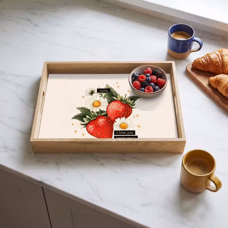 Dienblad - Aardbeien - Madeliefjes - Quote - Sterretjes — 4