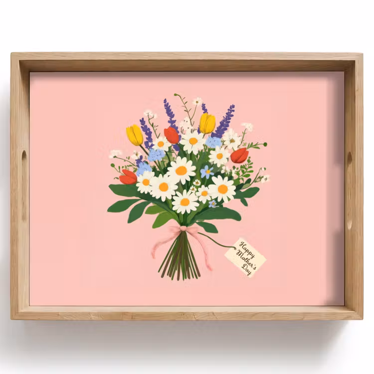 Dienblad - Bloemen - Lint - Kaartje — 1