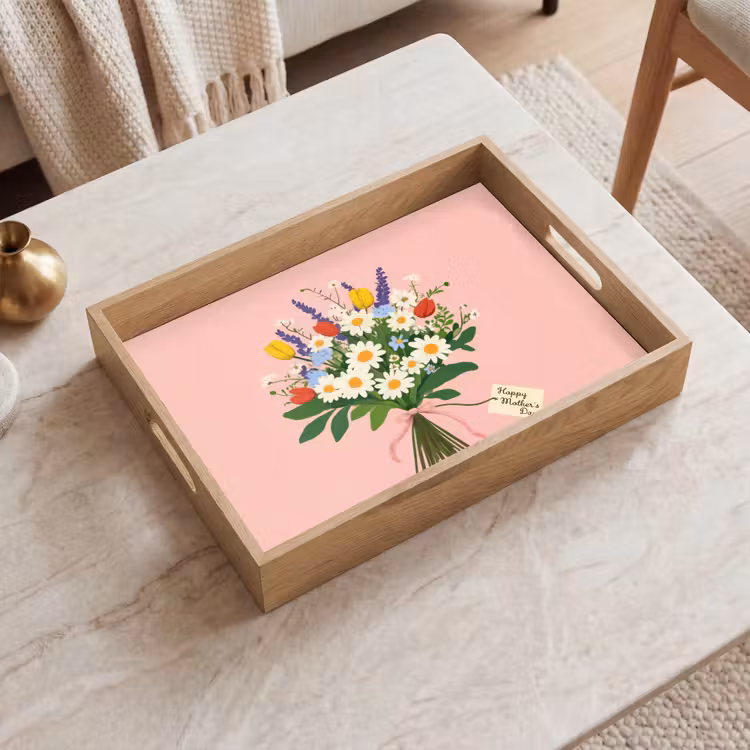 Dienblad - Bloemen - Lint - Kaartje — 2