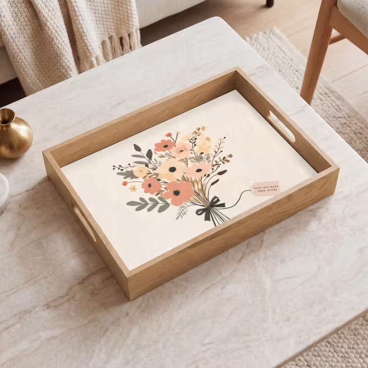 Dienblad - Bloemen - Quote - Beige - Lint — 2