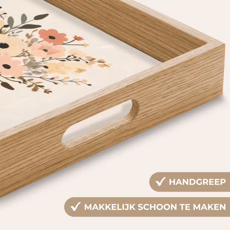 Dienblad - Bloemen - Quote - Beige - Lint — 5