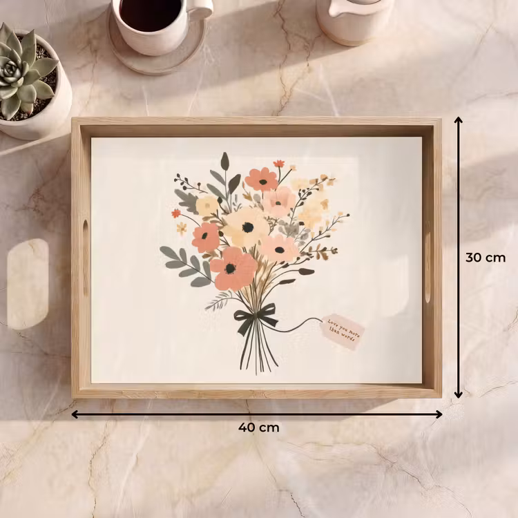 Dienblad - Bloemen - Quote - Beige - Lint — 9
