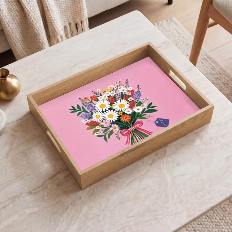 Dienblad - Bloemen - Quote - Kaartje - Kleurrijk — 2