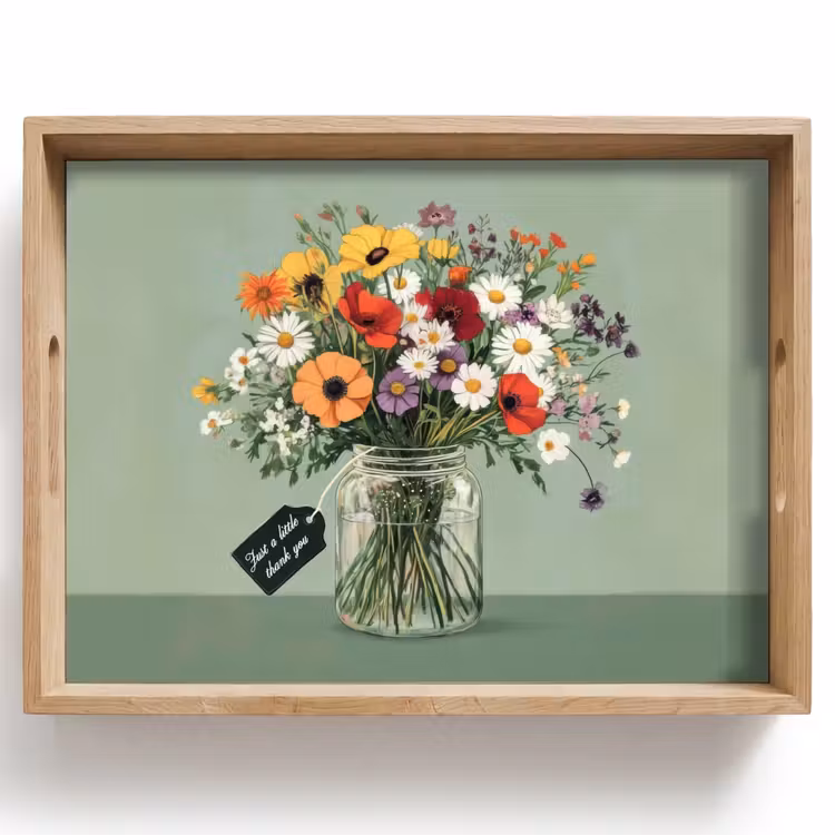 Dienblad - Bloemen - Vaas - Kaartje — 1