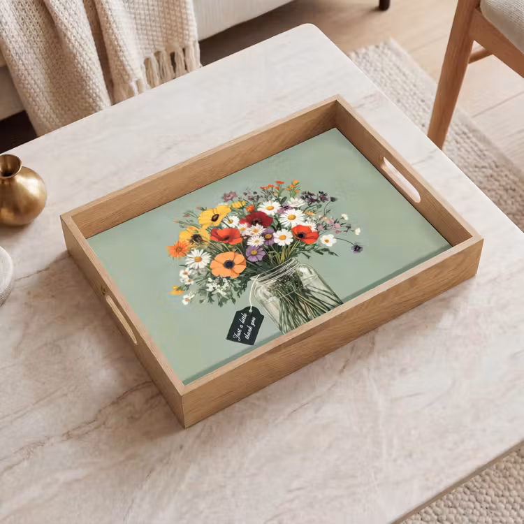 Dienblad - Bloemen - Vaas - Kaartje — 2